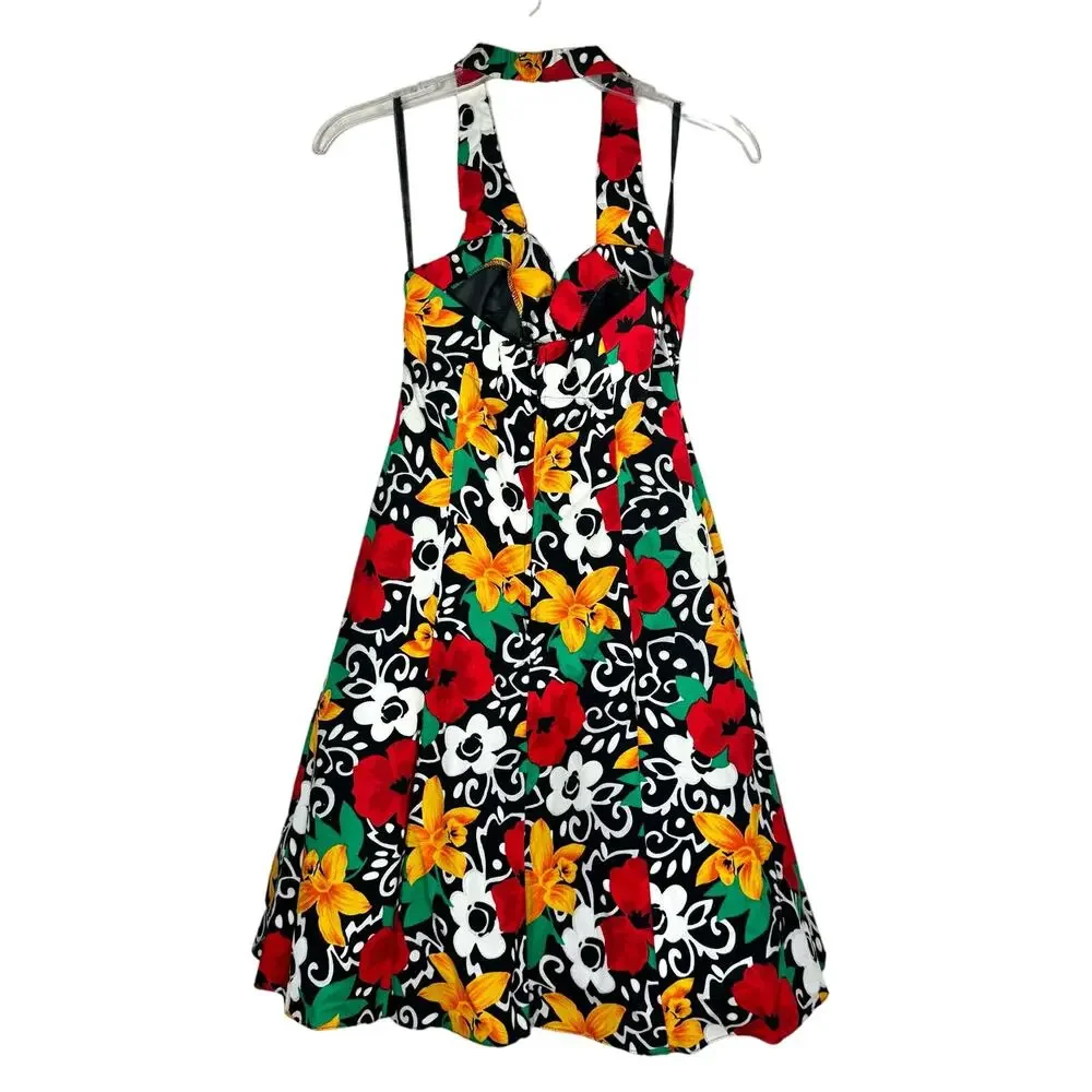 VTG 90s DBA-LA Floral Halter Dress 7 - Picture 3 of 12